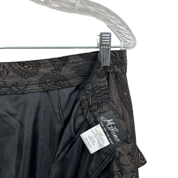 Milano Womens Midi Skirt Paisley Fully Lined Vented Metallic Brown Back Zip Sz 8 - Picture 4 of 4